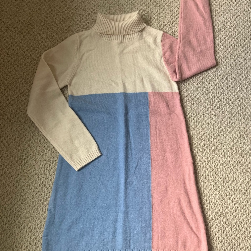 BCBGirls Color Block Sweater Dress - Cream, Blue, Pink